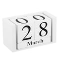 thumbnail image 1 of Calendario Perpetuo de Bloques de Madera Vintage Uxcell, Bloques de Exhibición de Mes y Fecha de Madera Reutilizables para Escritorio 3.7", Blanco, 1 of 5