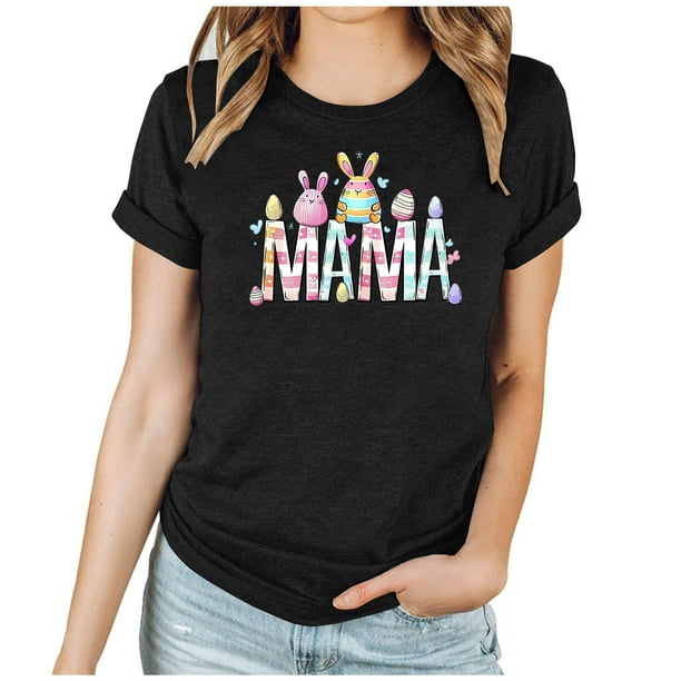 Mujeres Manga Corta de Verano Tops Día de San Valentín Impreso Cuello Redondo, Camisa de Moda Casual Blusa