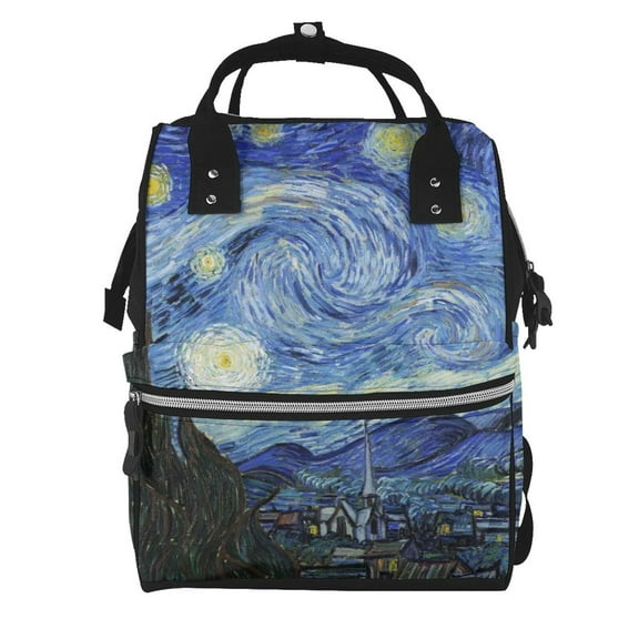 Ratiio The Starry Night Mummy Backpack - Waterproof Twill Canvas, Large Capacity Diaper Bag with Multiple Pockets and Adjustable Straps