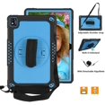 thumbnail image 2 of FIEWESEY for TCL Tab Pro 5G Case Built in Rotating Kickstand / Shoulder Strap Hand Strap Hybrid Shockproof Armor Kids Friendly Case for Nokia T20 / Vastking KingPad M10 10.36 inch - Black+Blue, 2 of 6