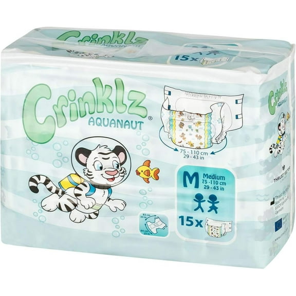 LZQP Tab-Style Briefs Adult Printed Diapers, Aquanaut, Medium, Pack/15