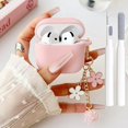 thumbnail image 1 of wonima11 Cute Pink Case for Airpods 4 Cover for Girl Women with Pom pom Flower Charms Keychain & Cleaner Kit, Soft Silicone Airpods iPod 4th Gen Protective Cover Skin for Airpod 4 2024, 1 of 1