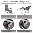 thumbnail image 4 of Veryke 2Pcs Zero Gravity Chair, Portable Folding Chairs for Sun Bath, Lounge Chair Table Set, Lawn & Patio Chair, Folding Beach Chair with Detachable Cup Holder, Gray, 4 of 7