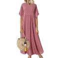 thumbnail image 3 of Baohd Femmes Robe Dot Imprimer Vêtements d'Été Manches Courtes Manches Rondes Robe à Col Rond Rose XXL, 3 of 4