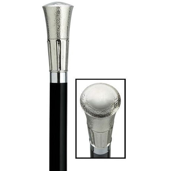 Walking Cane Silver Men's Straight Formal Cane with 3 1/4" high Embossed Cap