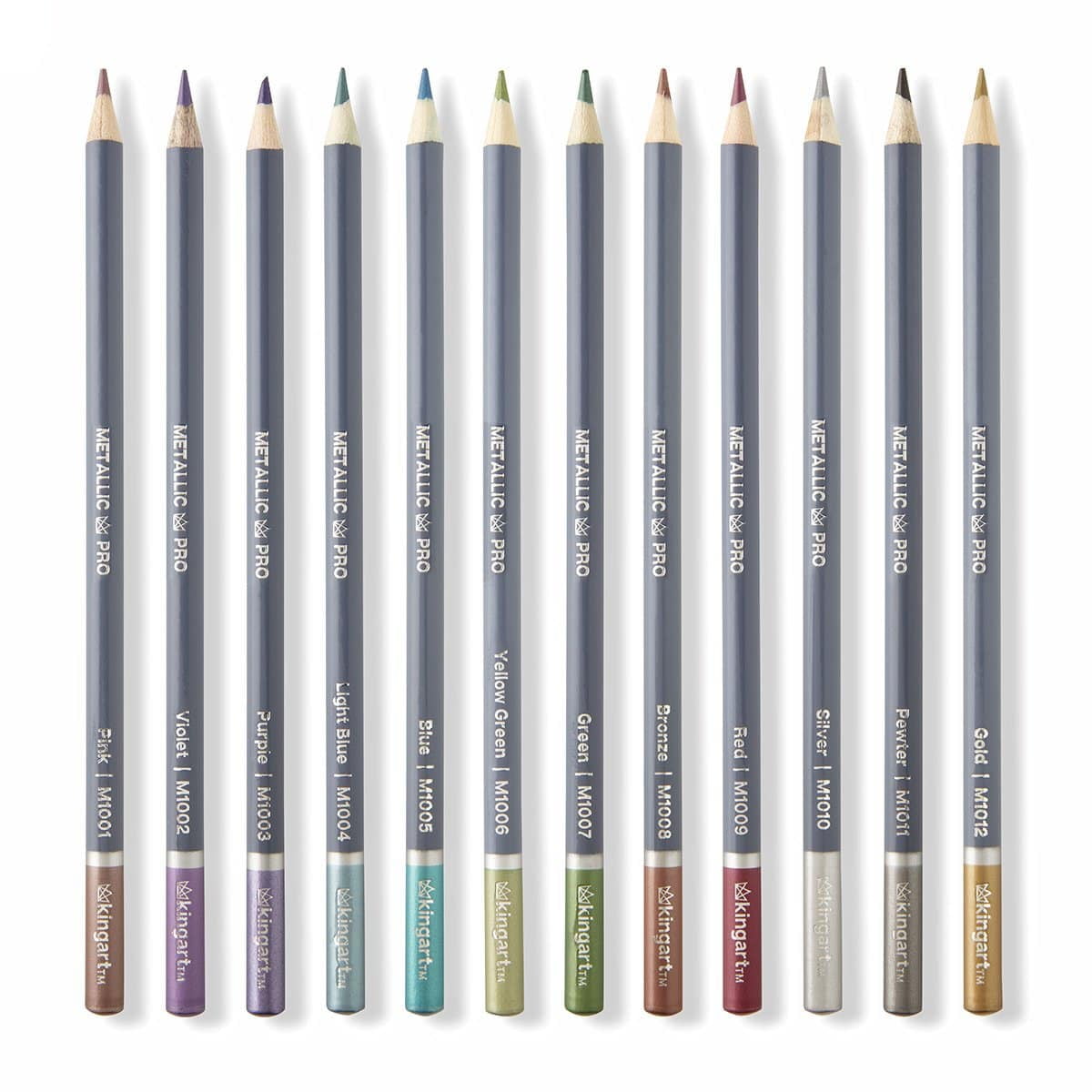 KINGART PRO Metallic Colored Pencils, Set of 12 Unique Colors