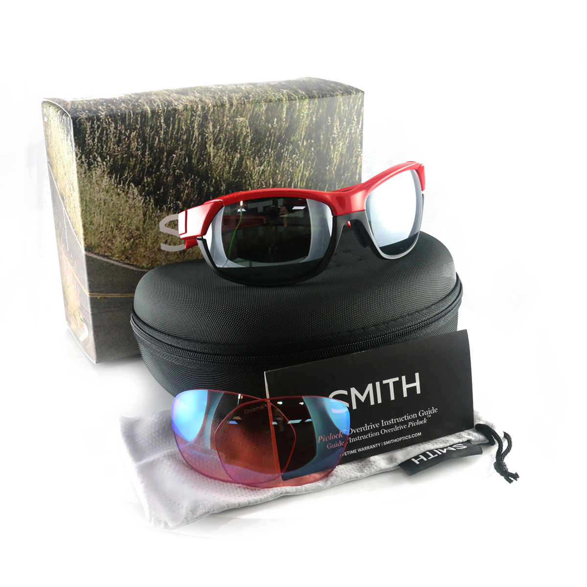 Smith Overdrive Men's Sunglasses LZJ/XB Red/Black 61 17 135 ChromaPop