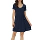thumbnail image 1 of Vestido de salón para mujeres Inspire Chic, camisones de noche, pijamas de color sólido, cuello redondo, camisones de noche, S azul oscuro, 1 of 5