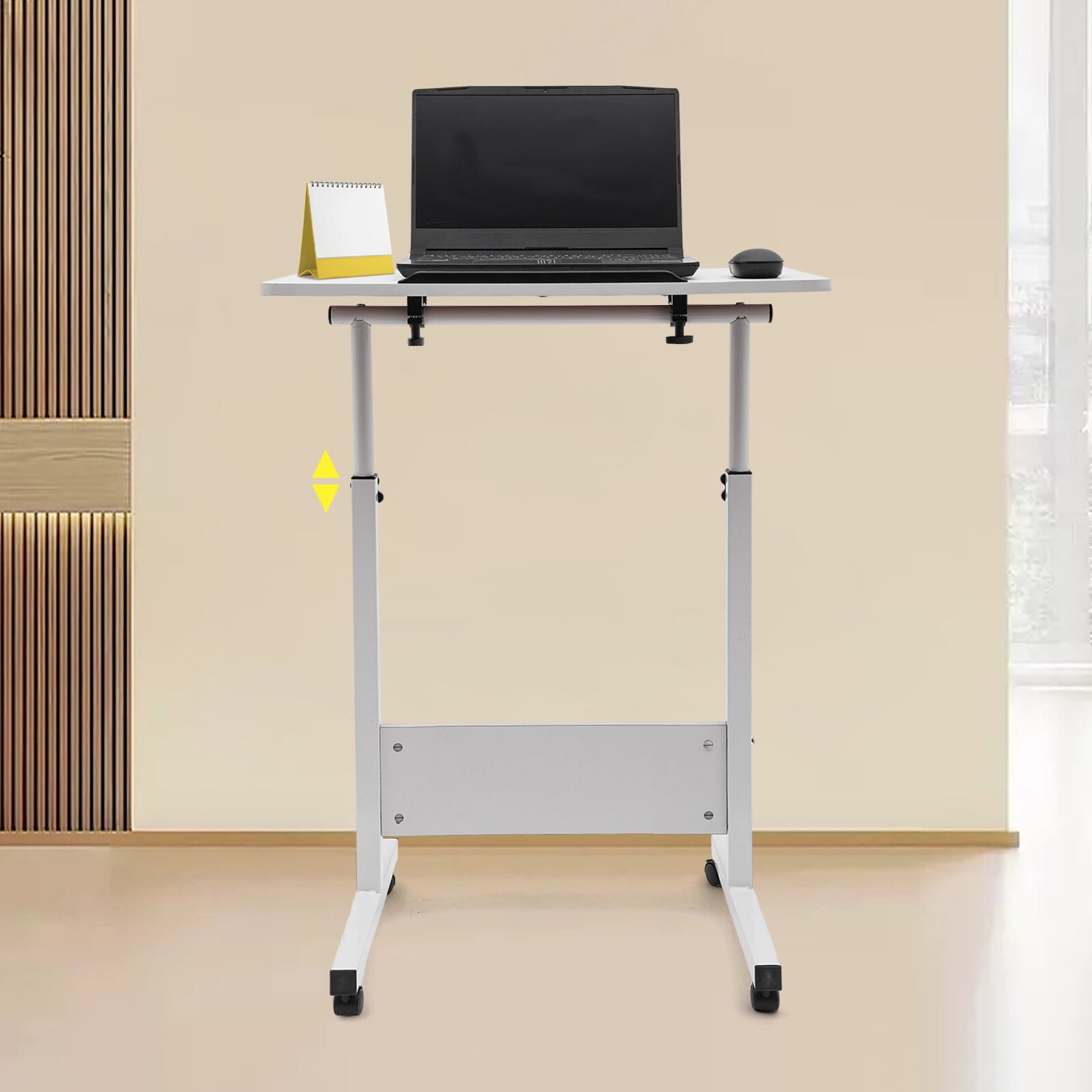 Modern Floor Mount Rectangular White Adjustable Portable Height Standing Desk for Living Room,Lounge