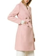 thumbnail image 4 of INSPIRE CHIC Blazer Long Décontracté pour Femme à Col Châle, Double Boutonnage, Ceinture à Chevrons, TP Rose, 4 of 8