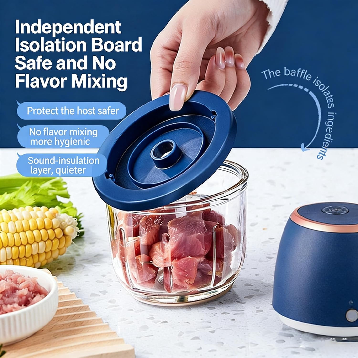 2026 Upgrade Electric Garlic Chopper, Mini Electric Food Chopper, 350ml with 6 Stainless Steel Blades & Thickened Glass, Cordless Food Processor for Chili, Ginger, Nuts, Meat and Fruits(xxw)