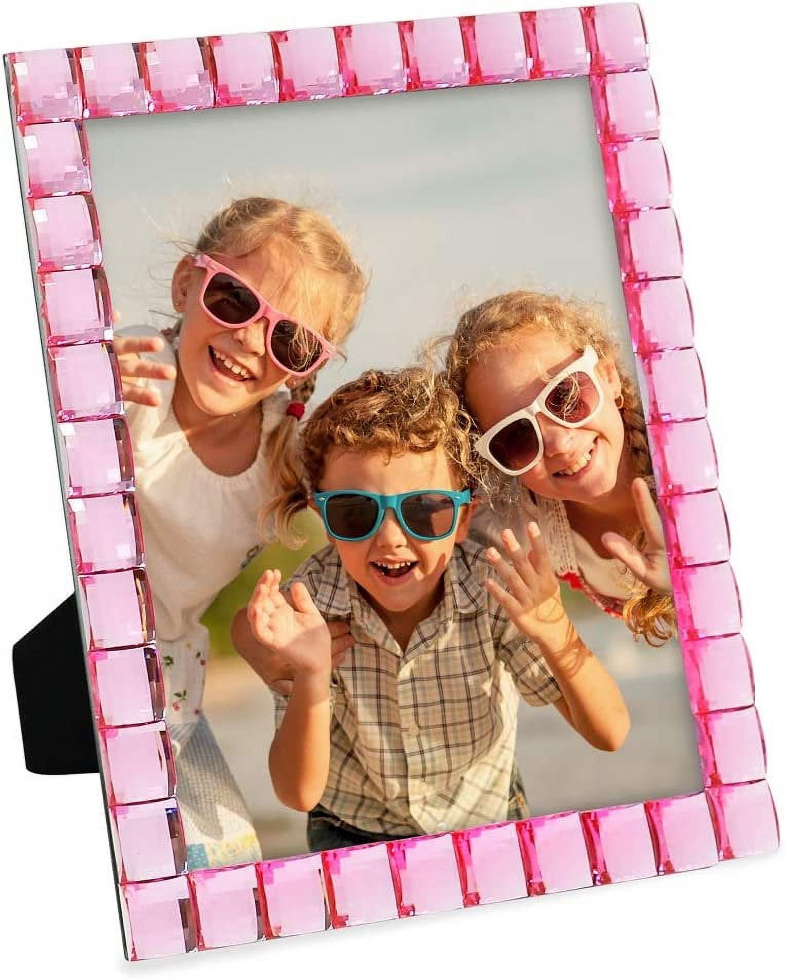 Isaac Jacobs Decorative Sparkling Jewel Picture Frame, Photo Display & Home Dcor 8x10, Light Pink