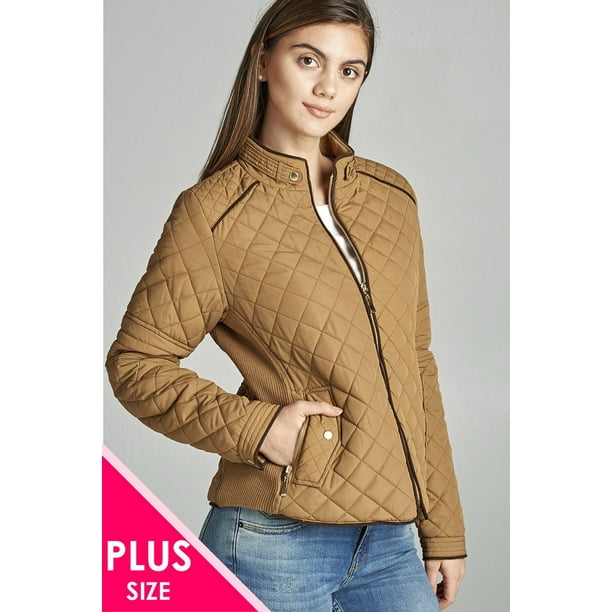 CC Wholesale Clothing Quilted Padding Jacket With Suede Piping Details 2XL