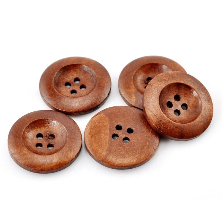 50pcs Wooden 4 Holes Round Wood Sewing Buttons DIY Craft Scrapbooking 25mm HOT 