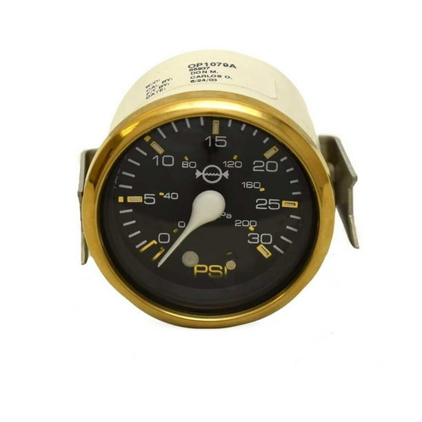 Faria Boat Water Pressure Gauge OP1079A Triton Regal Gold 2 Inch