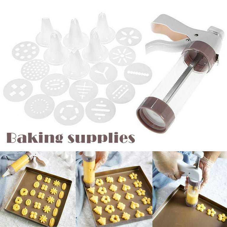 Cookie Press Kit Cookie Pressing Making Tool Biscuits Cake Mold Sugar Paste Extruder New, Gray