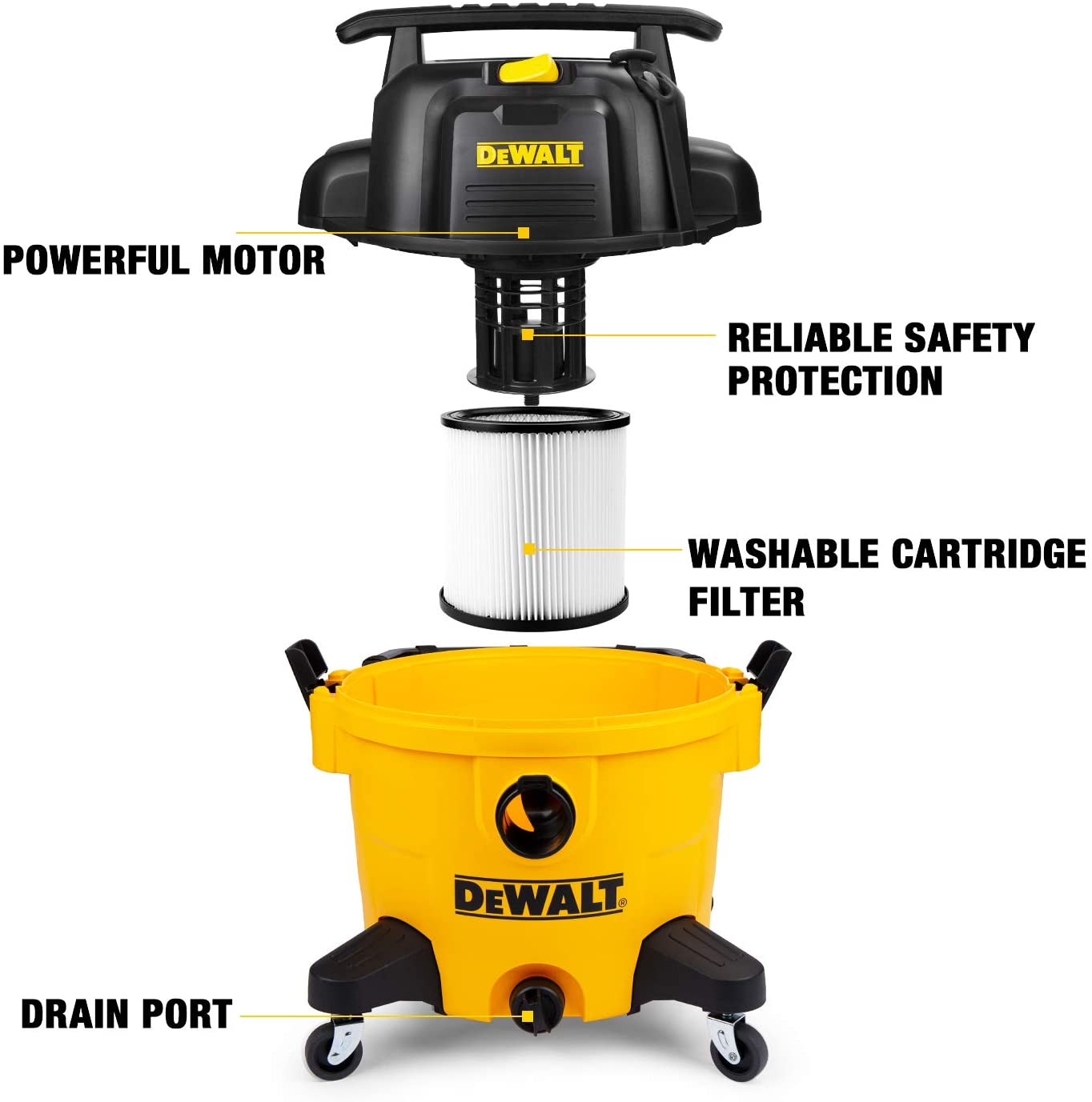 DeWALT DXV09P gallon Poly Wet/Dry Vac, Yellow