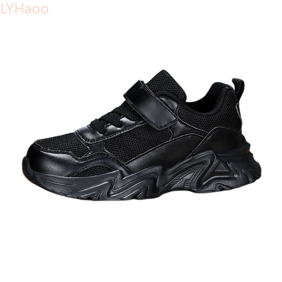 LYHaoo Lightweight Breathable Mesh Sneakers For Boys And Girls Comfortable Soft Thick Sole Running Shoes for School Sports,Black,Sizes 12(7.24") Little Kid