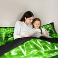 thumbnail image 4 of jejeloiu Modern Video Game Bedding Comforter Set 7pcs,Boys Gaming Queen Bedding Sets,Green Gaming Queen Sheet Sets For Teenagers,Super Cozy Bedroom Decoration Reversible, 4 of 8