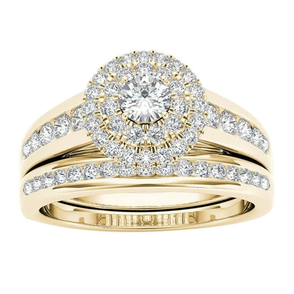 Riforla European and American Couple Rings, Inlaid Zircon Ring Classic Jewelry Womens Jewelry Gold 6