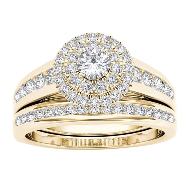 Zircon Inlaid Anillo Pareja y Anillos Joyería Clásica Anillos Europeos