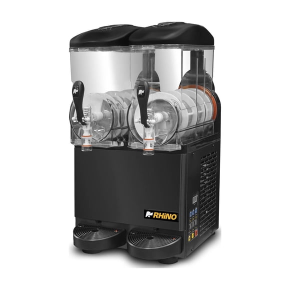 Máquina Granizadora Comercial Rhino, 24 L (12 L c/u), Doble Depósito con Control Independiente, Modo Granizado y Bebida Fría, Compresor de Alta Eficiencia, Refrigerante R290, 750 W, MAGRA-2T