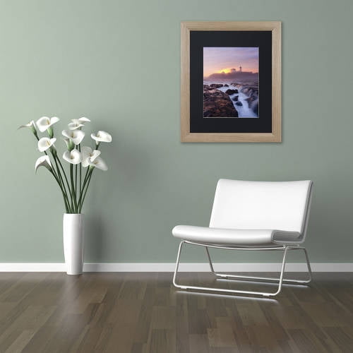 Trademark Fine Art "Lighthouse On Fire" Canvas Art by Michael Blanchette Photography Black Matte, Birch Frame