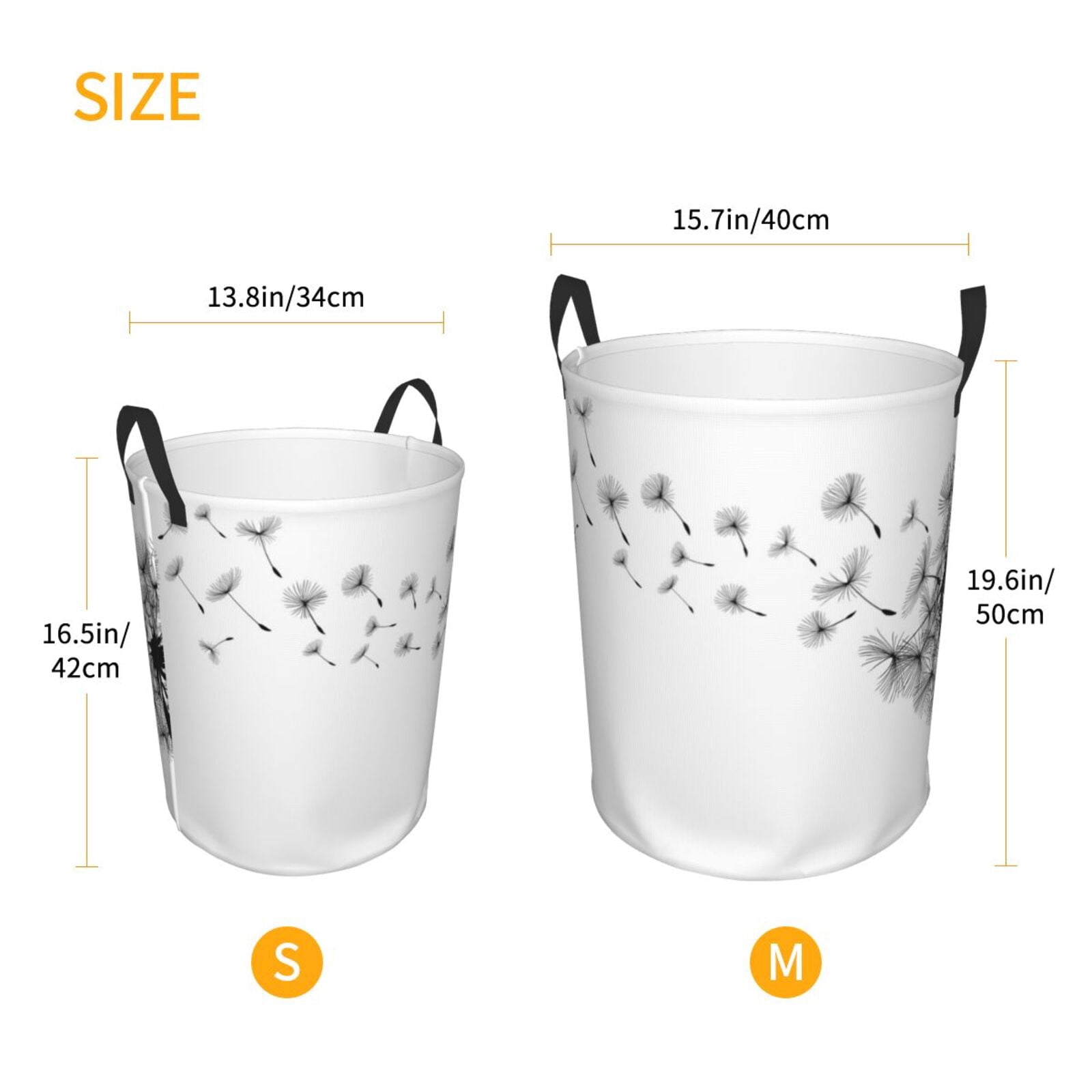 Large Laundry Basket with Handles - Dandelion Blowing In The Wind Kids Baby Dirty Clothes Laundry Hamper for Bedroom Aesthetic