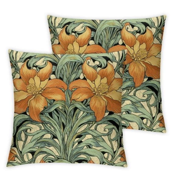 William Morris Pillow Covers Set of 2 Yellow Green Floral Throw Pillows Vintage Botanical Flower Art Decorative Pillow Cases Outdoor Decor Farmhouse Cushion Case for Couch Sofa