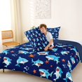 thumbnail image 4 of Feelyou Coastal Shark Starfish Full Size Comforter Sets for Kids Boys Girls, Cute Tropical Animal Bedding Sets, Blue, Blue Reversible, 3 Pieces, 4 of 6