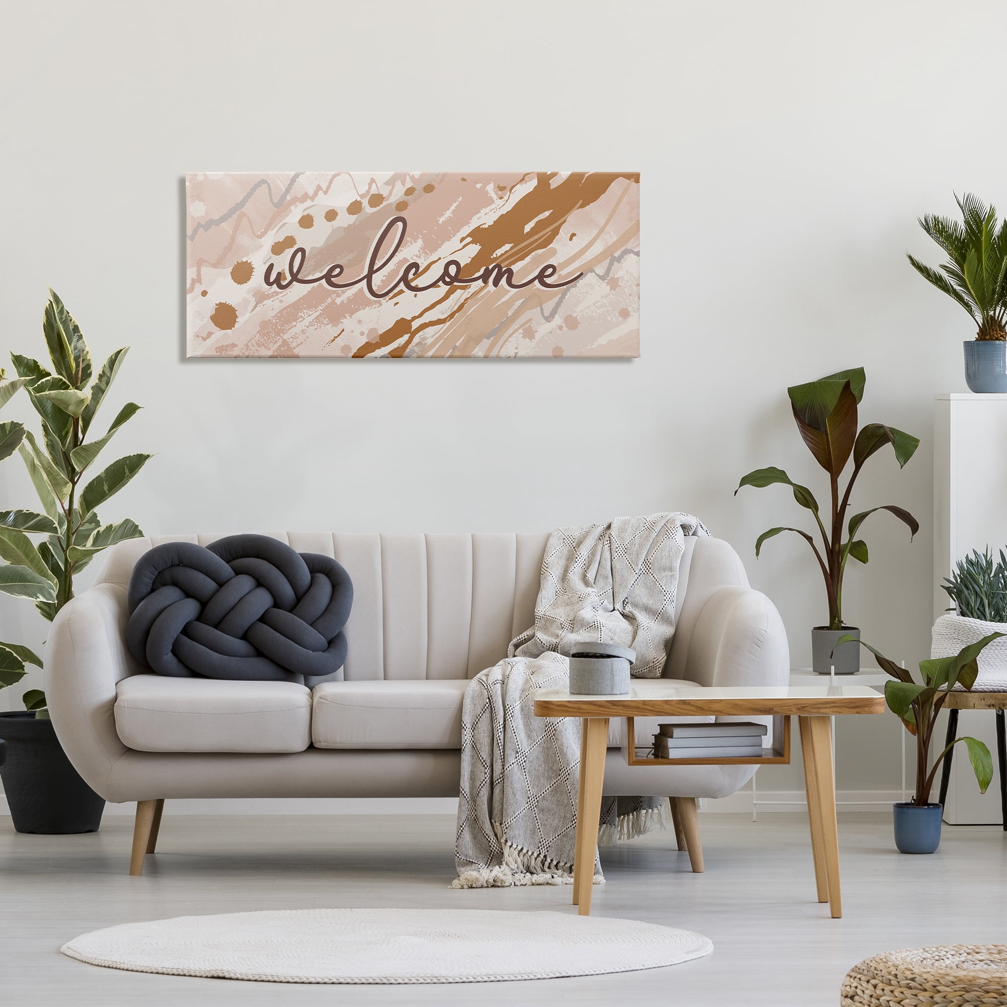 Stupell Indtries Welcome Greeting Sign Abstract Geode Pattern Warm Tones,48 x 20,Design by Jennifer Ellory