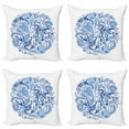 thumbnail image 1 of Ambesonne Ethnic Throw Pillow Cover 4 Pack, Paisley Circle in Blue, 20", Blue Navy Blue and White, 1 of 2