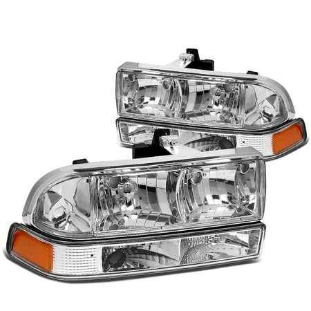 01 Chevy S10 Truck - For 1998 to 2004 Chevy S10 / Blazer GMT 325 / 330 Chrome Housing Headlight+Amber Corner Lamps 99 00 01 02 03 Left+Right