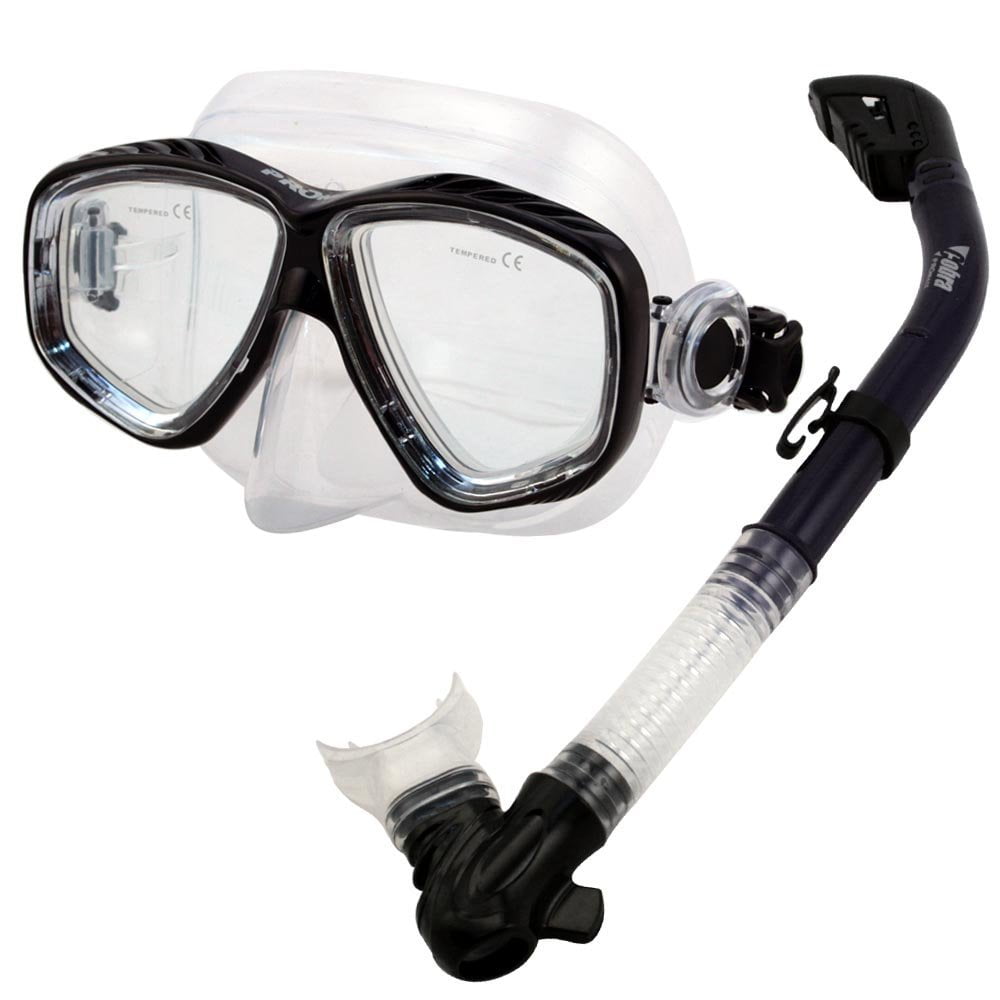 Snorkel Mask Set for Snorkeling Scuba Diving, Black