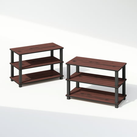 Furinno Turn-S-Tube 3-Tier Multipurpose Stackable Standing Shelves, Dark Cherry/Black, Set of 2