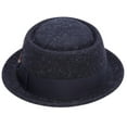 thumbnail image 3 of Montique Men's Navy Soft Rabbit Wool Snap Brim Pork Pie Teardrop Dent Hat H52, 3 of 4