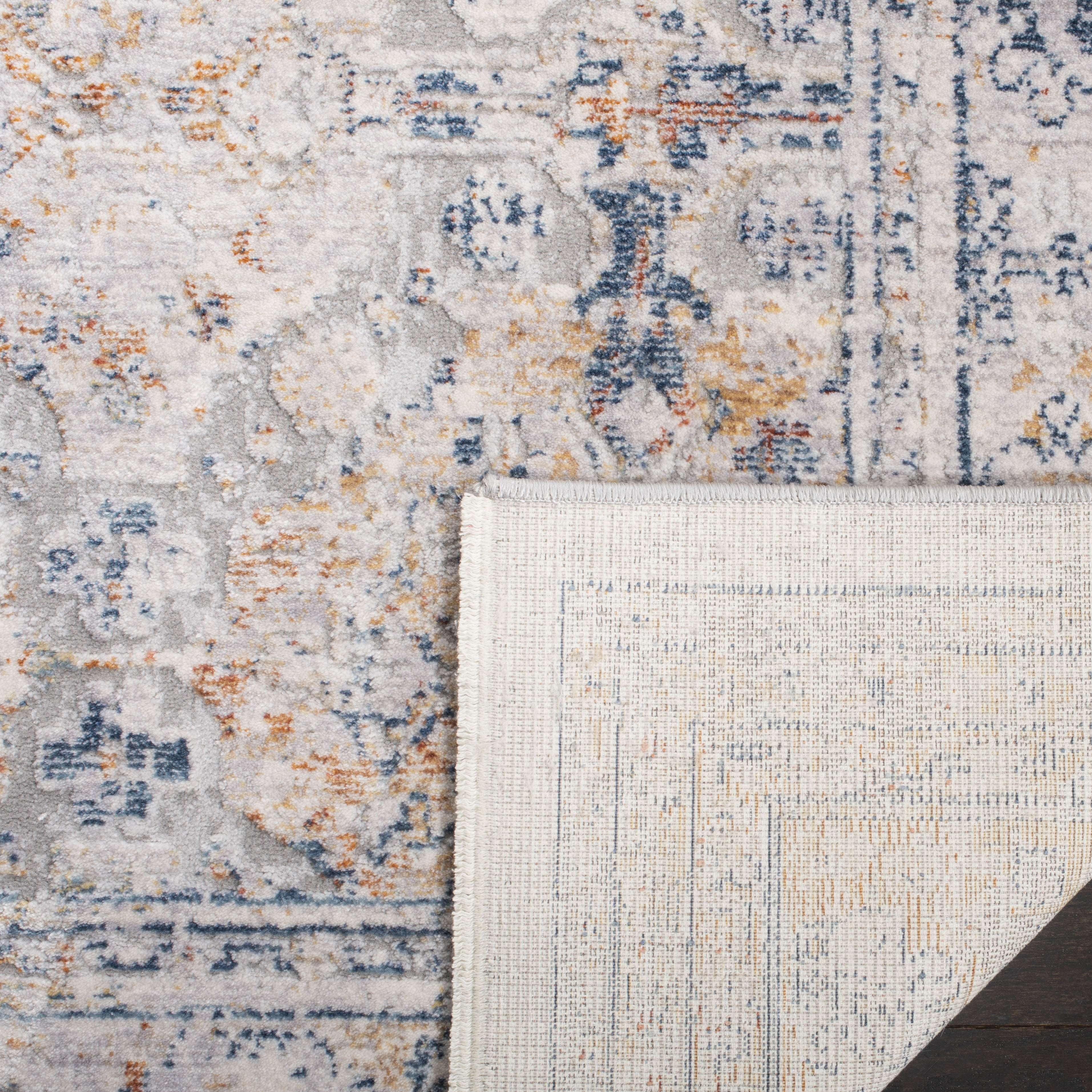 SAFAVIEH Winston Noweel Overdyed Polyester Runner Rug, Light Grey/Cream, 2'2" x 8'