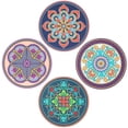 thumbnail image 1 of Salvamanteles de silicona para ollas y sartenes calientes, soportes para ollas para cocina resistentes al calor (juego de 4, flores étnicas vintage), 1 of 6