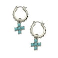 thumbnail image 3 of Madden NYC Women's Rhodium Western Stone Charm Studded Hoop Earrings, 3 of 3