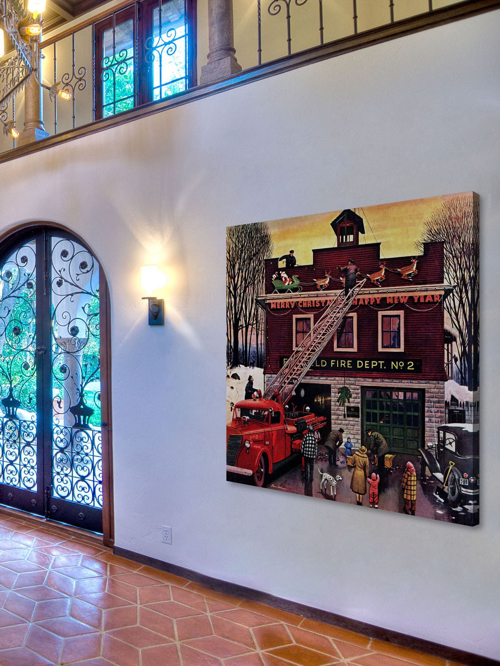 Marmont Hill "Christmas at the Fire Station" by Stevan Dohanos Painting Print on Canvas