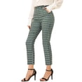 thumbnail image 4 of DARING DIVA Women's Plaid Elastic Back Straight Leg Ankle Pants S Green, 4 of 7