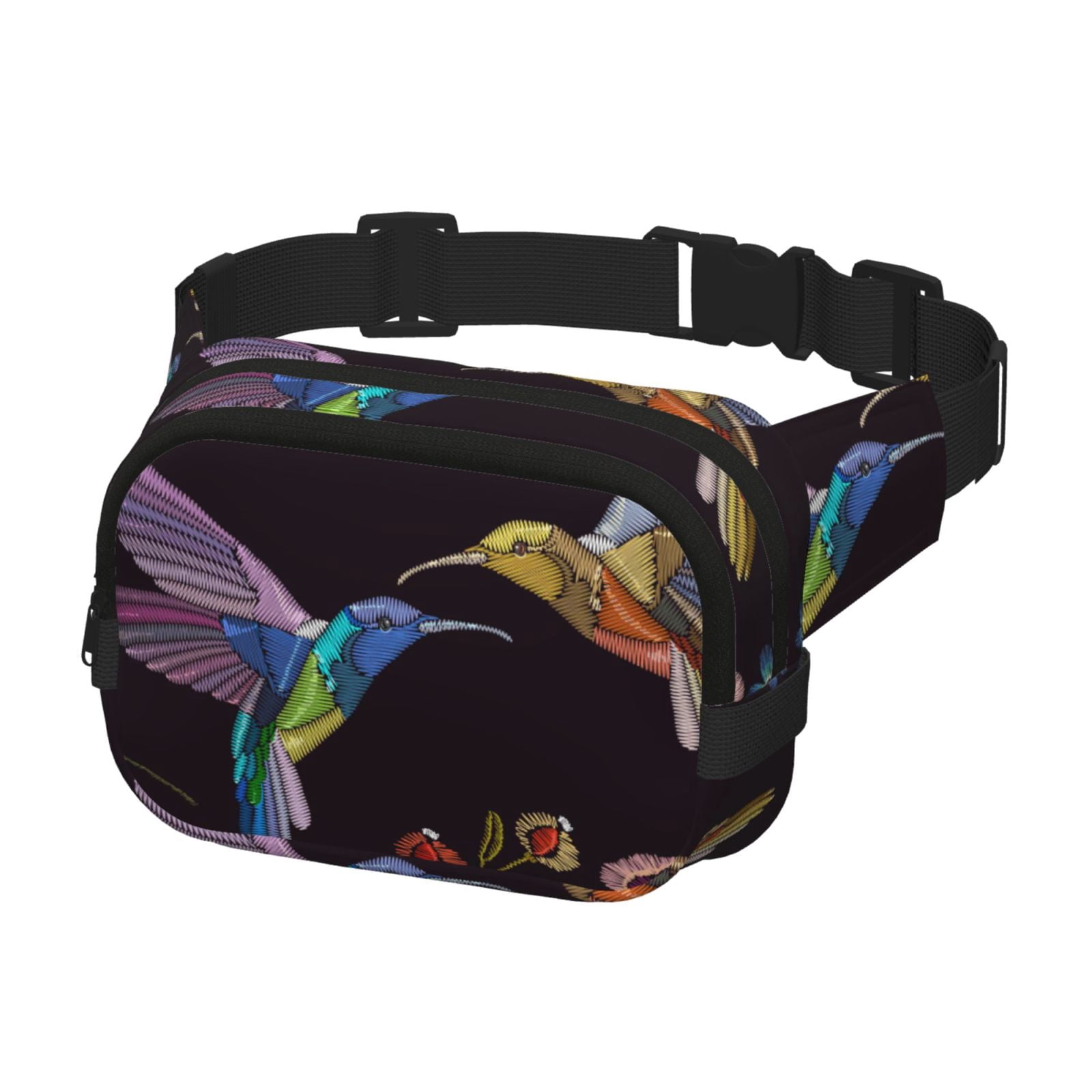 Kuqiui Humming Bird Print Fanny Packs for Women Cross Body Waist Bag Fashionable Fanny Pack Designer Workout Hiking Waist Pack Running Travel Gym