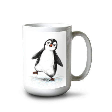 

15 fl oz Ceramic Mug Playful Penguin Dishwasher & Microwave Safe