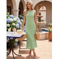 thumbnail image 6 of Merokeety Summer Maxi Dress for Women Crewneck Floral Bodycon Mesh Cocktail Formal Party Dresses Lightgreen l, 6 of 6