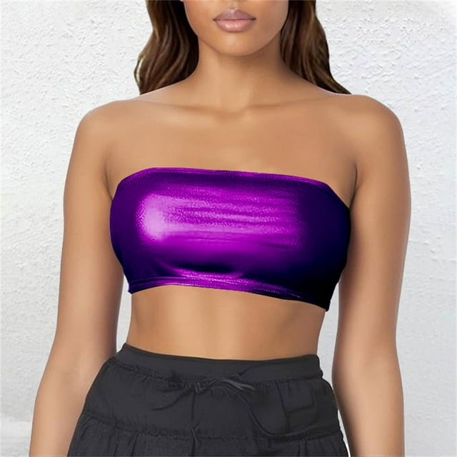 Tube Tops A Sexy Strapless Top With A Shiny Leather Base Layer And A Stage Performance Vest Worn Inside Wrapped Around The Chest With A Leather Strapless Strap M