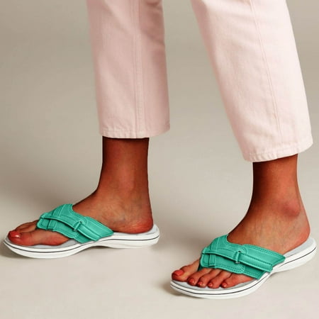 

NEGJ Women Casual Fashion Solid Color Flip Flops Flat Comfortable Flip-Flop Sandals