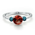 thumbnail image 3 of Gem Stone King 14K White Gold Red Garnet and Blue Diamond Engagement Ring for Women | 1.40 Cttw | Round 6.5MM | Gemstone January Birthstone | Size 7, 3 of 6