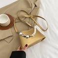 thumbnail image 4 of Bolsos cruzados para mujer Cuero de PU Cadena de perlas brillantes Bolsos tipo cubo para mujer (Amarillo), 4 of 8
