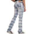 thumbnail image 4 of NOVASTILE Men's Stacked Flare Jeans, Light Wash Frayed Patchwork Denim, 4 of 5