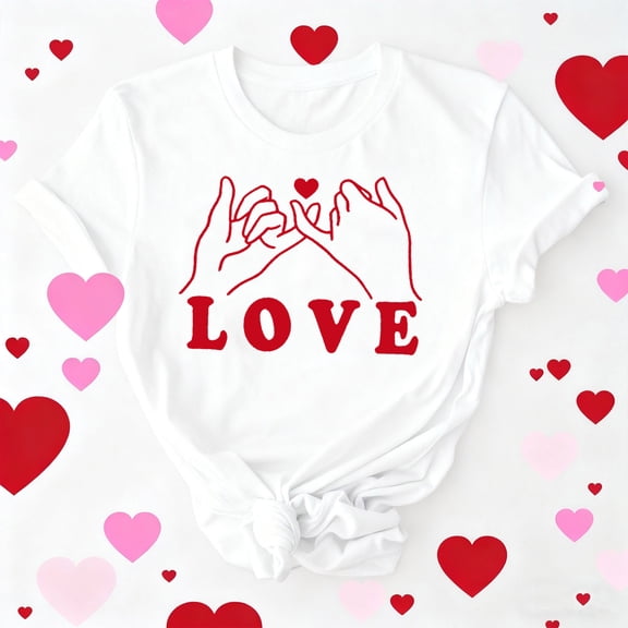 UQJfacai Womens Lover Heart Graphic V Neck Shirt Valentines Funny Couple Matching Casual Short Sleeve Tee Tops